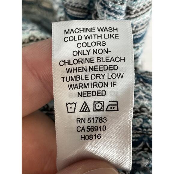 Maurices Shirt Womens 1X Gray Teal Cowl‎ Neck Tunic 3/4 Sleeve Lace Inset Knit - Picture 9 of 10